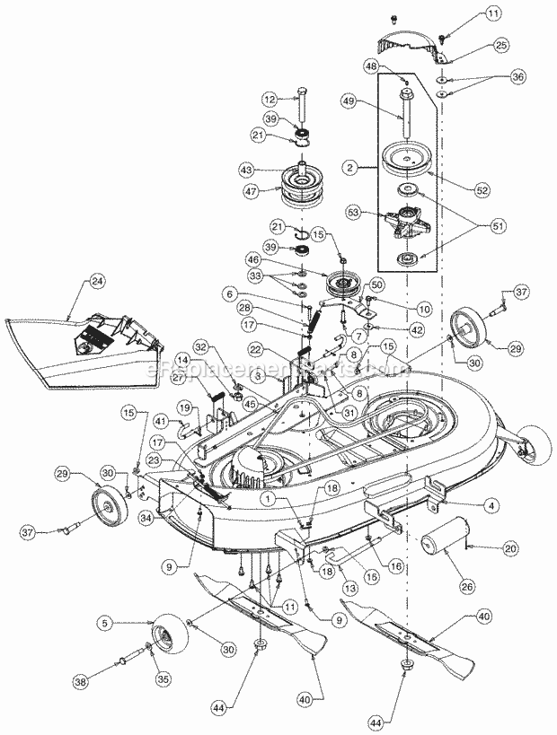 42-Inch Cutting Deck Diagram and Parts List for 1517 13A-231G100 Cub Cadet Lawn Tractor